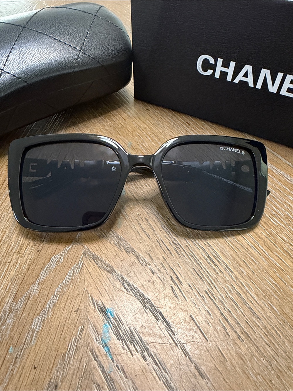CHANEL Black Oversized Square Sunglasses